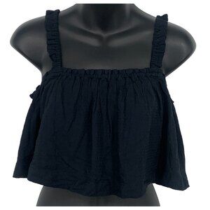Volcom Women Extra Small Black Flowy Tank Top Ruffle Straps Kabloom Cami New